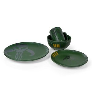 Star Wars Boba Fett Mandalorian Stoneware Plates Bowl Collection 4 Piece Set 2