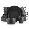 Stone Lain Celina 32 Piece Stoneware Round Dinnerware Set Service for 8 Black Matte 1