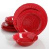 Studio California Mauna 12 Piece Melamine Dinnerware Set Red 1
