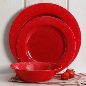 Studio California Mauna 12 Piece Melamine Dinnerware Set Red 2