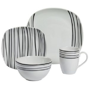 Tabletops Gallery Justin 16-Piece Square Dinnerware Set