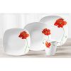 Tabletops Gallery Poppy Square 16 Piece Dinnerware Set Floral Pattern 1