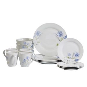 Tabletops Gallery Wildflower Round 16pc Dinnerware Set, Floral Pattern