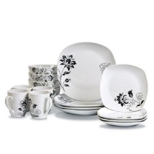 Tabletops Unlimited Gallery Rebecca Square 16 Piece Dinnerware Set Floral Pattern 2