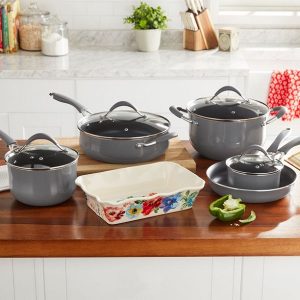 The Pioneer Woman Frontier Speckle Gray Non Stick Aluminum T15D 2
