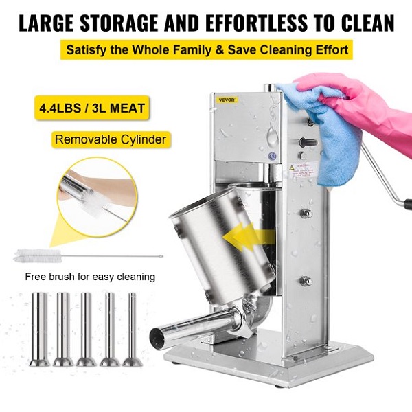 VEVOR Commercial Sausage Stuffer 3L7 lbs,CE Standards 2-Speed V7E 6 VEVOR Commercial Sausage Stuffer 3L7 lbs,CE Standards 2-Speed V7E - Image 4