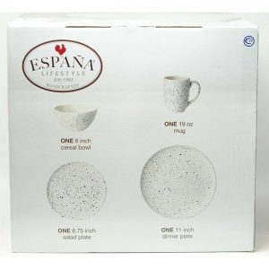 Versailles Espana Lifestyle 16 Pc. Speckle Place Setting Dinnerware Set White 3