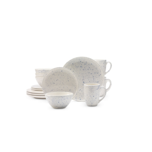 Versailles Espana Lifestyle 16 Pc. Speckle Place Setting Dinnerware Set White 4