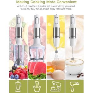 homgeek Immersion Hand Blender 500W 6 Speed 5 in 1 Stainless h10r 2