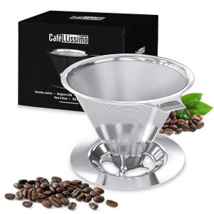 Cafellissimo Paperless Pour Over Coffee Maker, Stainless Steel C02R