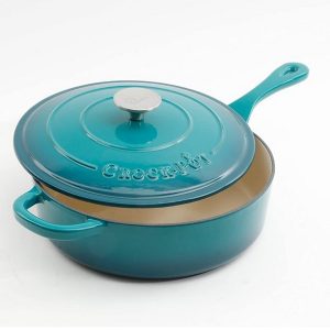 Crock Pot Artisan Enameled Cast Iron 3.5 Quart Deep Saute Pan with Self C18S 2