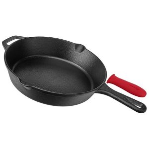 Cuisinel Versatile Pre Seasoned Cast Iron Cooking Skillet w Glass Lid C18Y 2