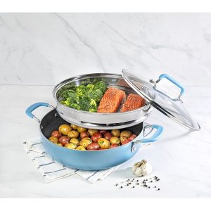 Granite Stone Everyday Pan with Steamer Aluminum Non stick G18R 6