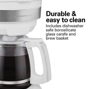Hamilton Beach Programmable 12 Cup Coffee Maker, White H30C 7 Hamilton Beach Programmable 12 Cup Coffee Maker White H30C 2