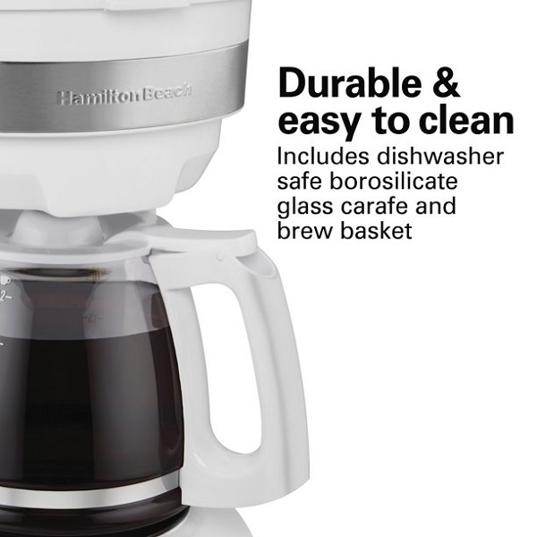Hamilton Beach Programmable 12 Cup Coffee Maker, White H30C 4 Hamilton Beach Programmable 12 Cup Coffee Maker, White H30C - Image 2