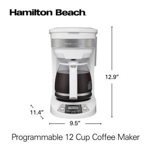 Hamilton Beach Programmable 12 Cup Coffee Maker, White H30C 8 Hamilton Beach Programmable 12 Cup Coffee Maker White H30C 3