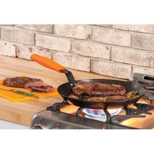 Lodge 12 Seasoned Carbon Steel Skillet CRS12HH61 w Handle Holder L17I 5