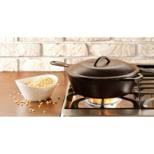 Lodge Cast Iron 10.25 3 Quart Covered Deep Skillet L18G 2