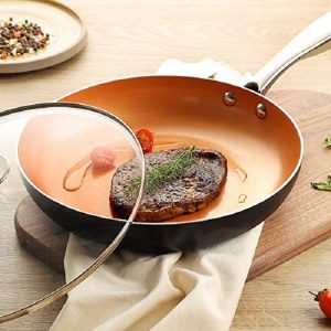 MICHELANGELO 8 inch Fry Pan with Lid Ceramic Titanium M17E 5