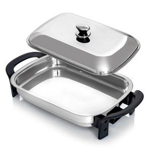 Maxam Precise Heat 16 Inch Stainless Steel Electric Skillet Portable M18U 2