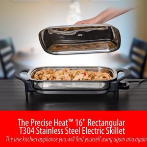 Maxam Precise Heat 16 Inch Stainless Steel Electric Skillet Portable M18U 4