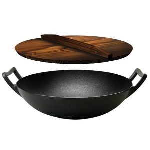 NutriChef Pre Seasoned Cooking Wok Cast Iron Stir Fry Pan with Wooden N18R 3