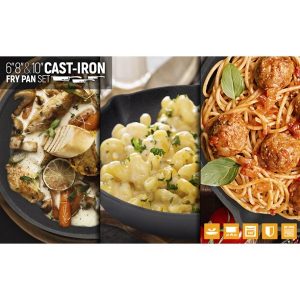 Pre Seasoned Cast Iron Skillet Fry Pan Set 3 Pcs Frying Pan Set P18L 4