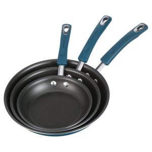 Rachael Ray 3 Piece Porcelain Enamel Non Stick Frying Pans R13E 2