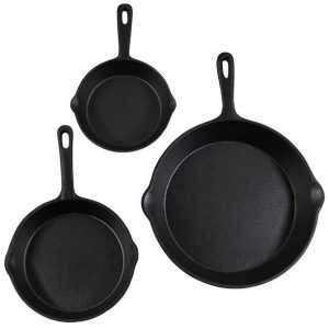 Sunnydaze Pre Seasoned Heavy Duty 3 Pieces Cast Iron Skillet S17E 2